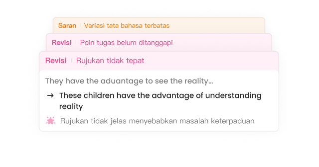 Detailed review showing correction cards with suggestions and corrections