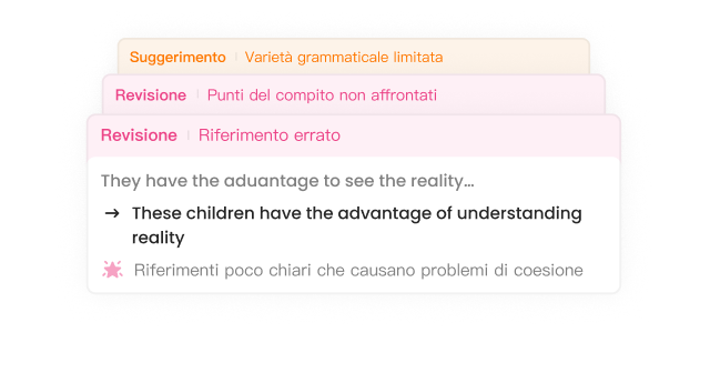 Detailed review showing correction cards with suggestions and corrections